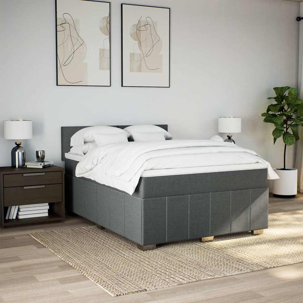 Boxspringbett mit Matratze Dunkelgrau 140x190 cm Stoff