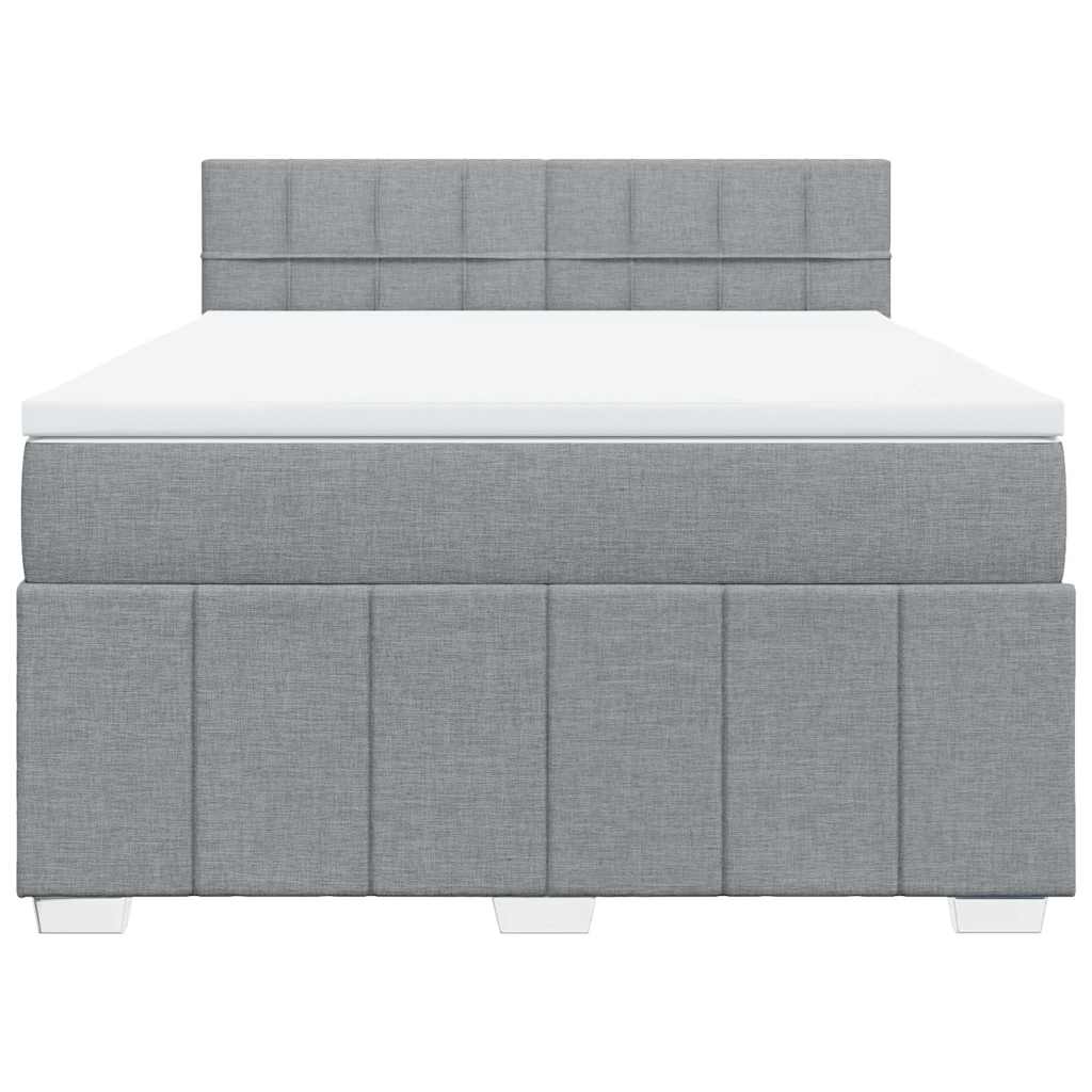 Boxspringbett mit Matratze Hellgrau 140x190 cm Stoff