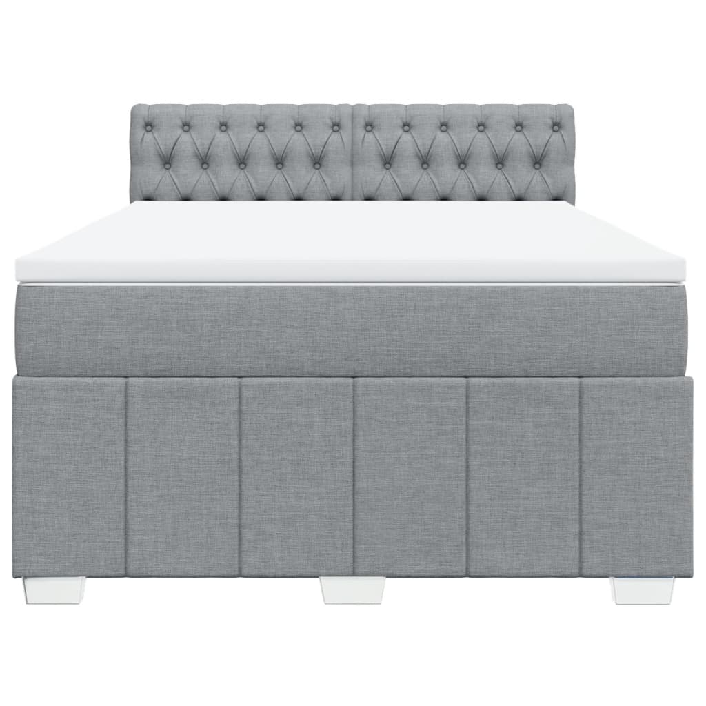 Boxspringbett mit Matratze Hellgrau 140x190 cm Stoff
