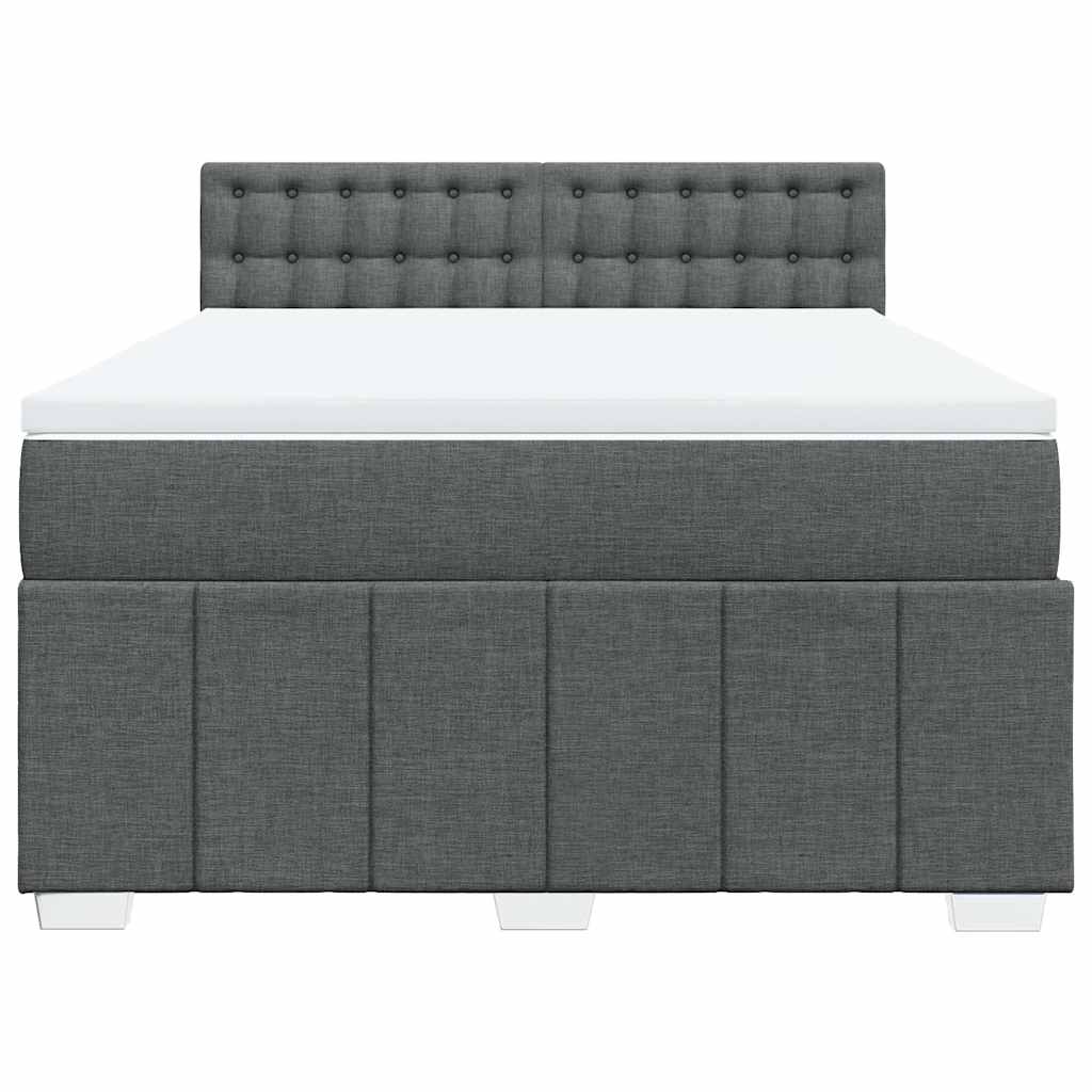 Boxspringbett mit Matratze Dunkelgrau 140x190 cm Stoff