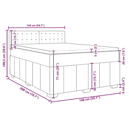 Boxspringbett mit Matratze Hellgrau 140x200 cm Stoff