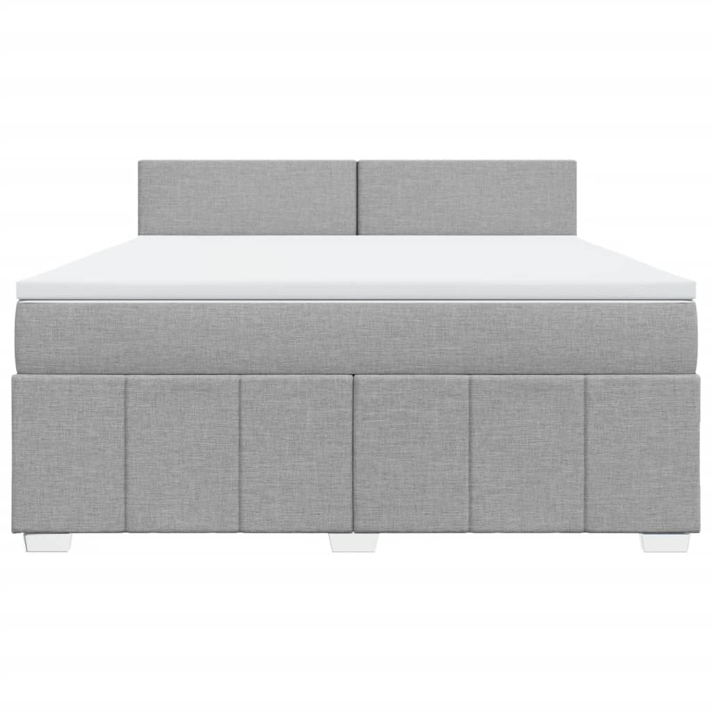 Boxspringbett mit Matratze Hellgrau 180x200 cm Stoff