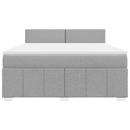 Boxspringbett mit Matratze Hellgrau 180x200 cm Stoff