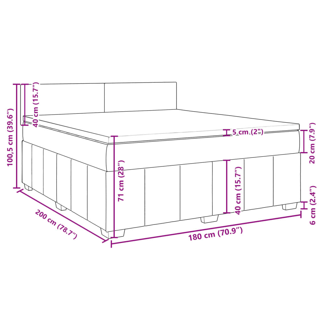 Boxspringbett mit Matratze Schwarz 180x200 cm Stoff