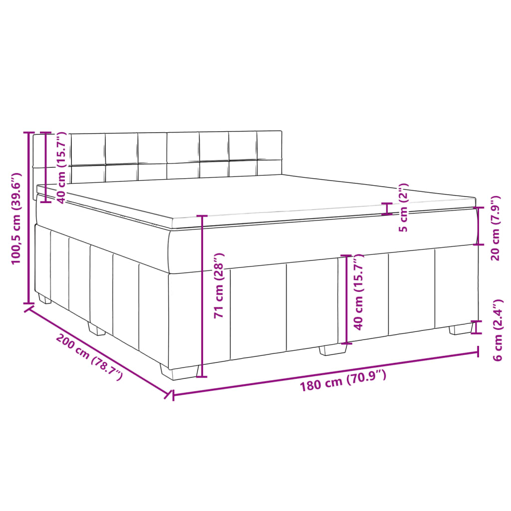 Boxspringbett mit Matratze Schwarz 180x200 cm Stoff