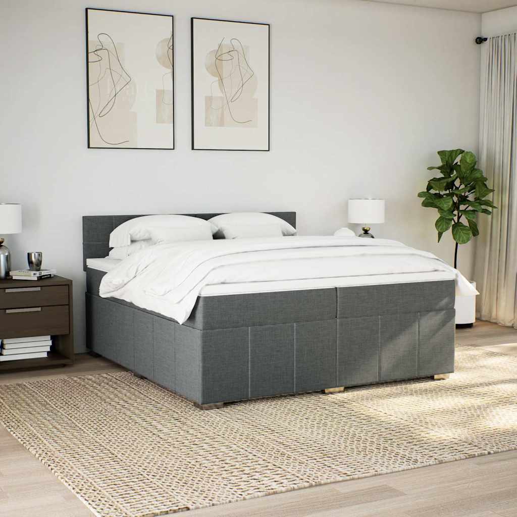 Boxspringbett mit Matratze Dunkelgrau 200x200 cm Stoff
