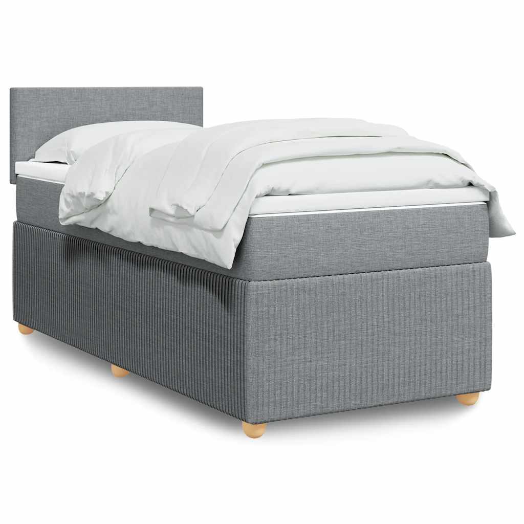 Boxspringbett mit Matratze Hellgrau 80x200 cm Stoff
