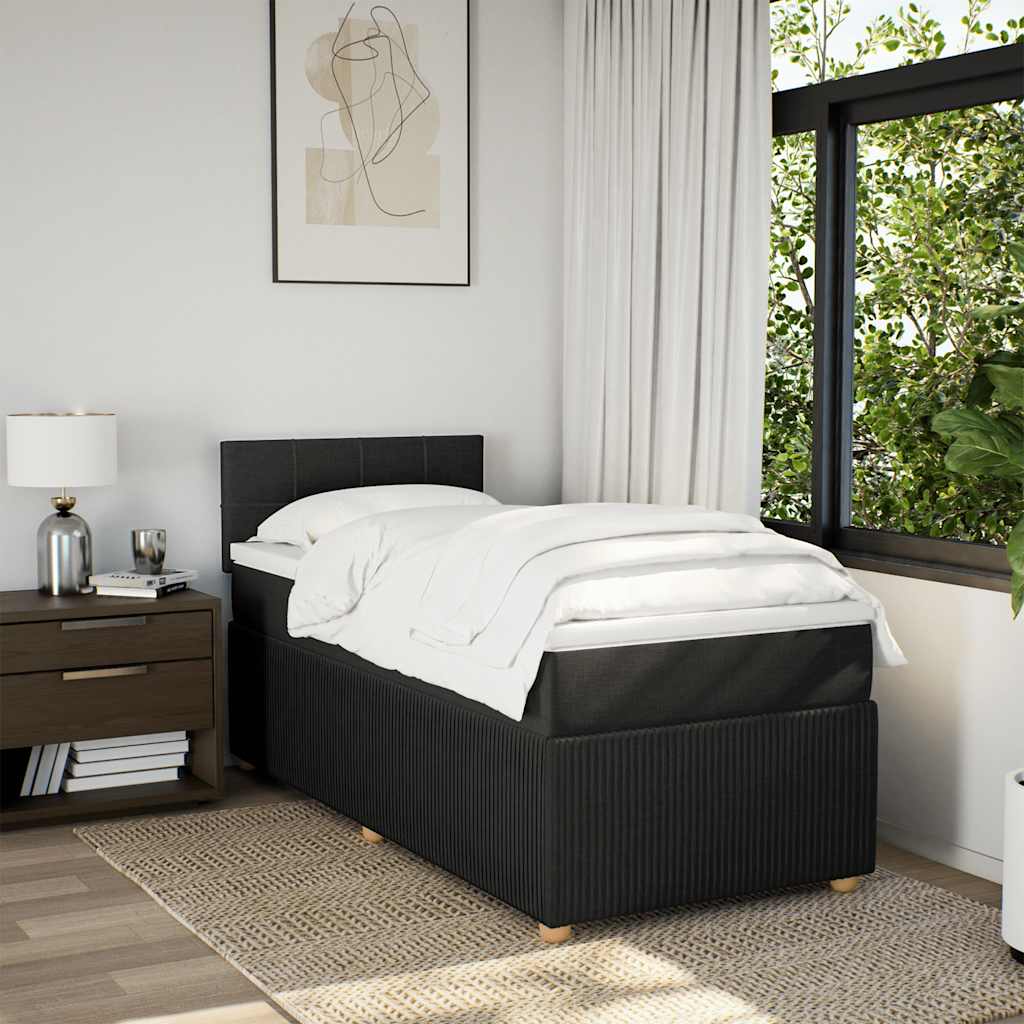 Boxspringbett mit Matratze Schwarz 90x190 cm Stoff
