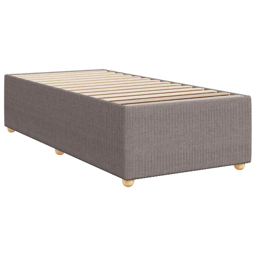 Lit sommier tapissier avec matelas tissu taupe 90x190 cm