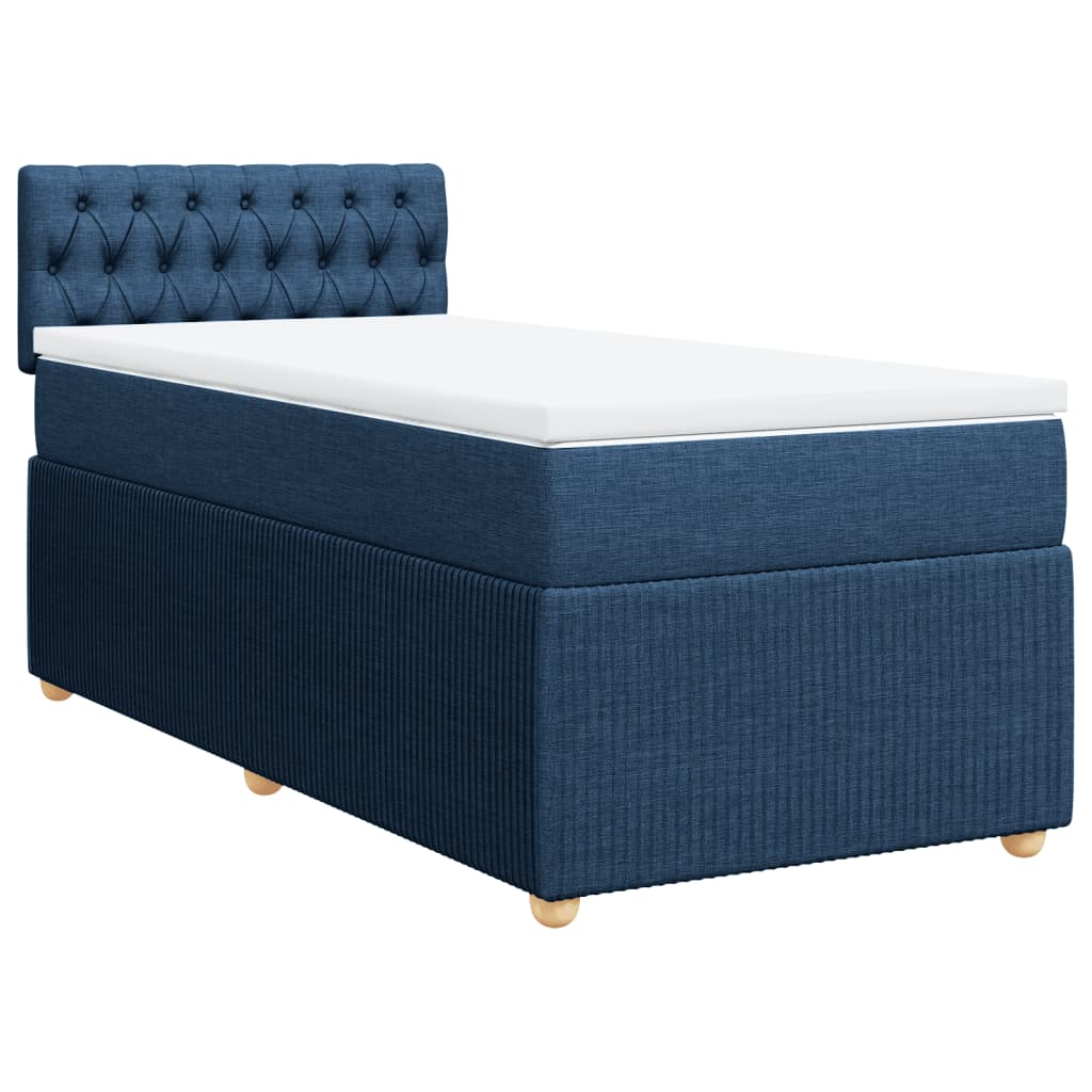 Boxspringbett mit Matratze Blau 90x190 cm Stoff