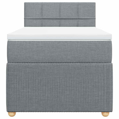 Boxspringbett mit Matratze Hellgrau 90x200 cm Stoff