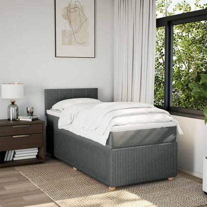 Boxspringbett mit Matratze Dunkelgrau 90x200 cm Stoff