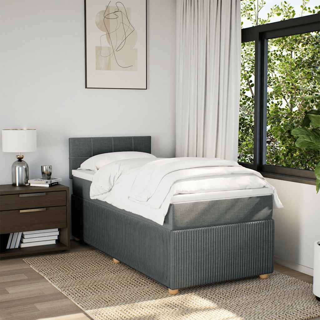 Boxspringbett mit Matratze Dunkelgrau 90x200 cm Stoff