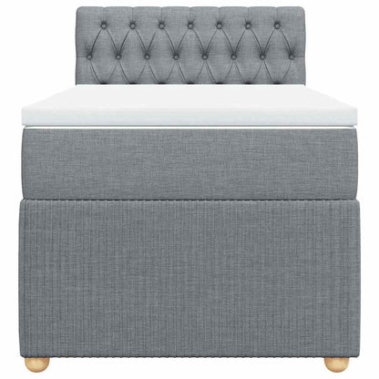 Boxspringbett mit Matratze Hellgrau 90x200 cm Stoff