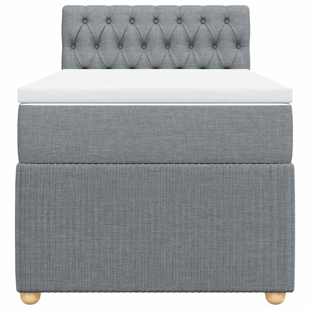 Boxspringbett mit Matratze Hellgrau 90x200 cm Stoff
