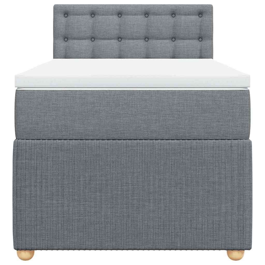 Boxspringbett mit Matratze Hellgrau 90x200 cm Stoff