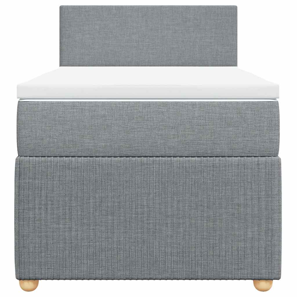Boxspringbett mit Matratze Hellgrau 100x200 cm Stoff