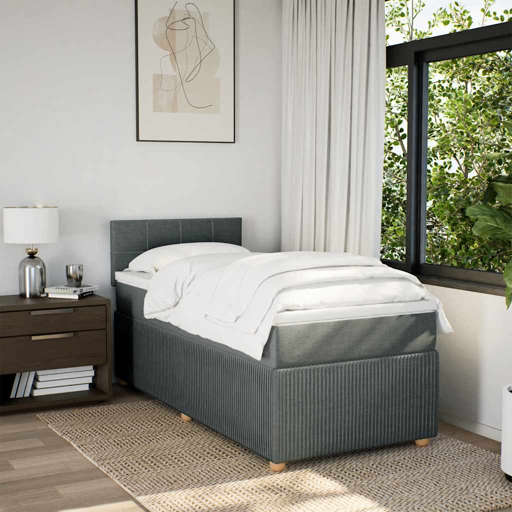 Boxspringbett mit Matratze Dunkelgrau 100x200 cm Stoff