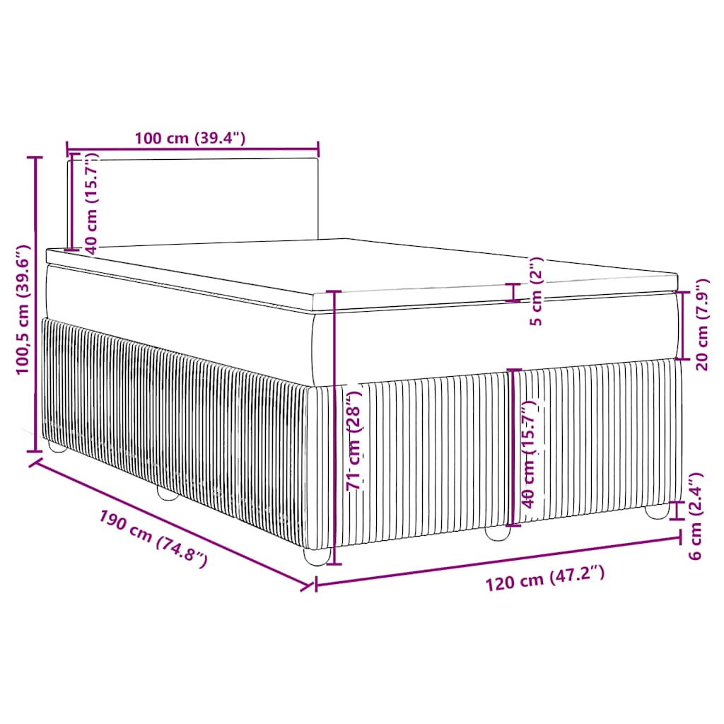 Boxspringbett mit Matratze Hellgrau 120x190 cm Stoff