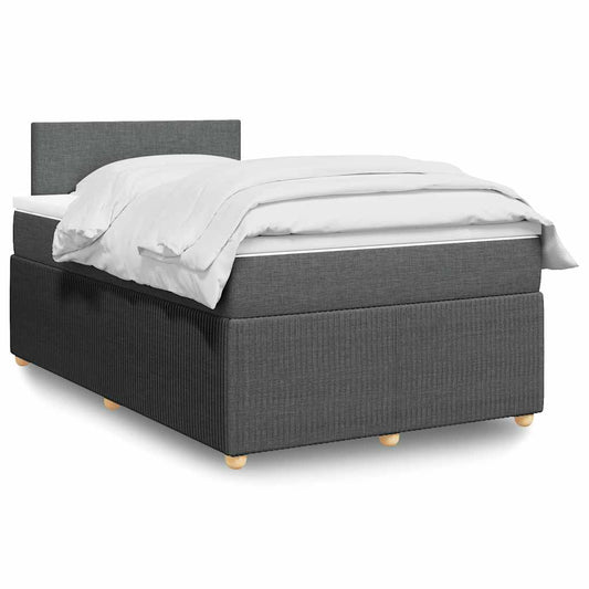 Lit à sommier tapissier avec matelas en tissu gris foncé 120x190 cm