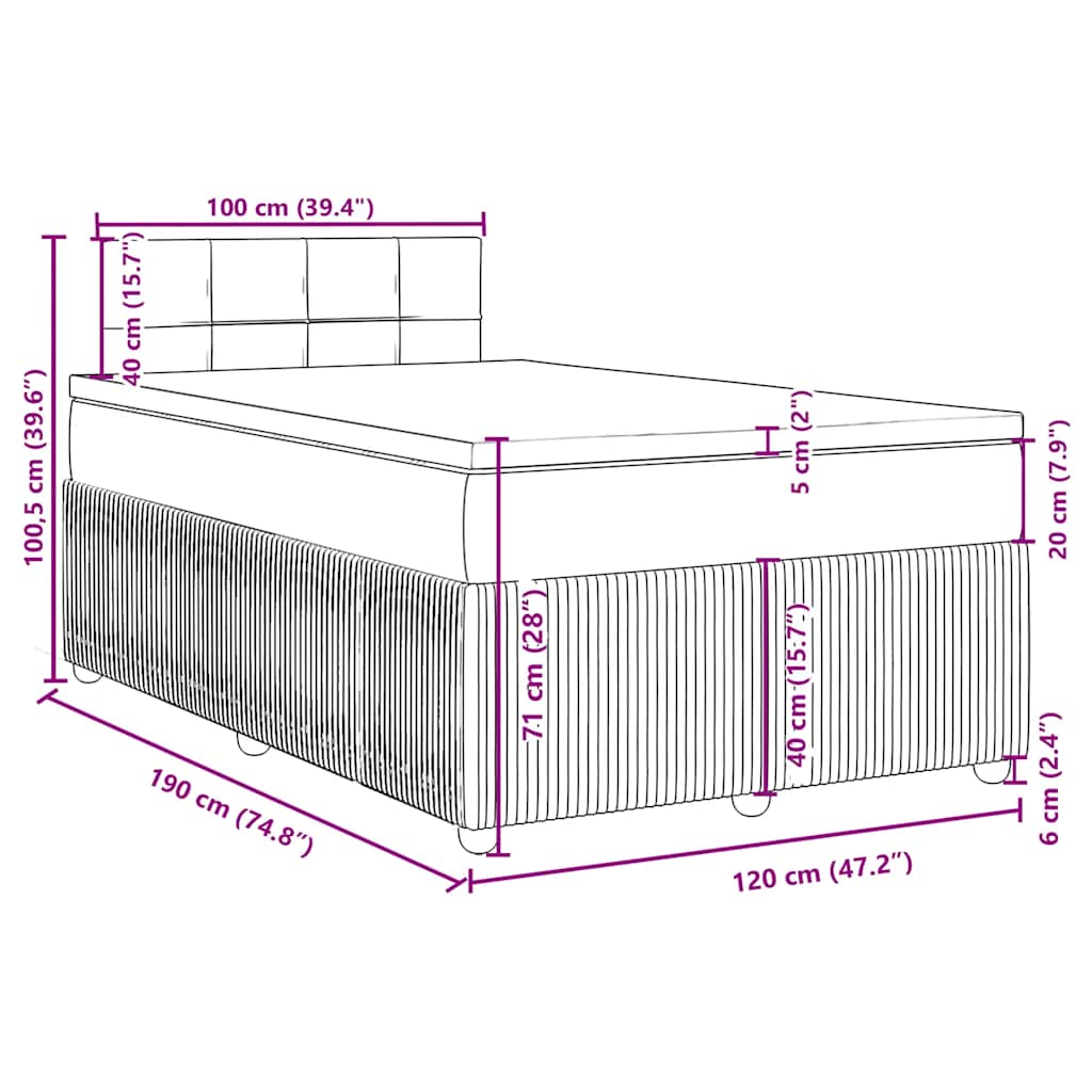 Boxspringbett mit Matratze Hellgrau 120x190 cm Stoff