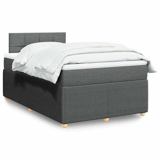 Lit à sommier tapissier avec matelas en tissu gris foncé 120x190 cm