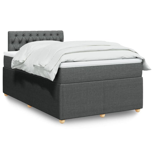 Box spring bed with mattress dark grey 120x190 cm fabric