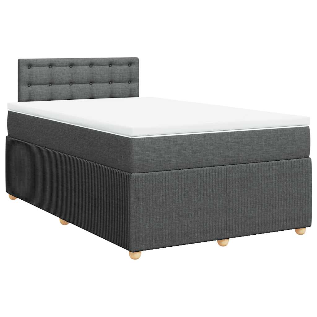 Lit à sommier tapissier avec matelas en tissu gris foncé 120x190 cm