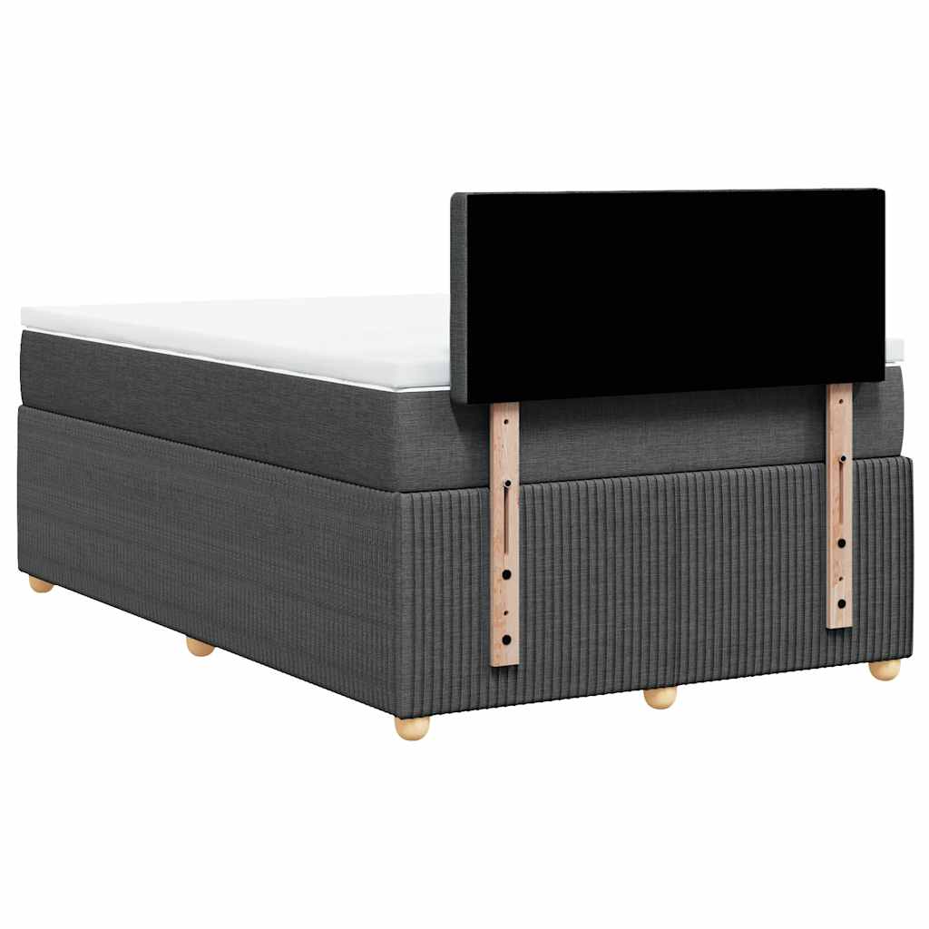 Lit à sommier tapissier avec matelas en tissu gris foncé 120x190 cm
