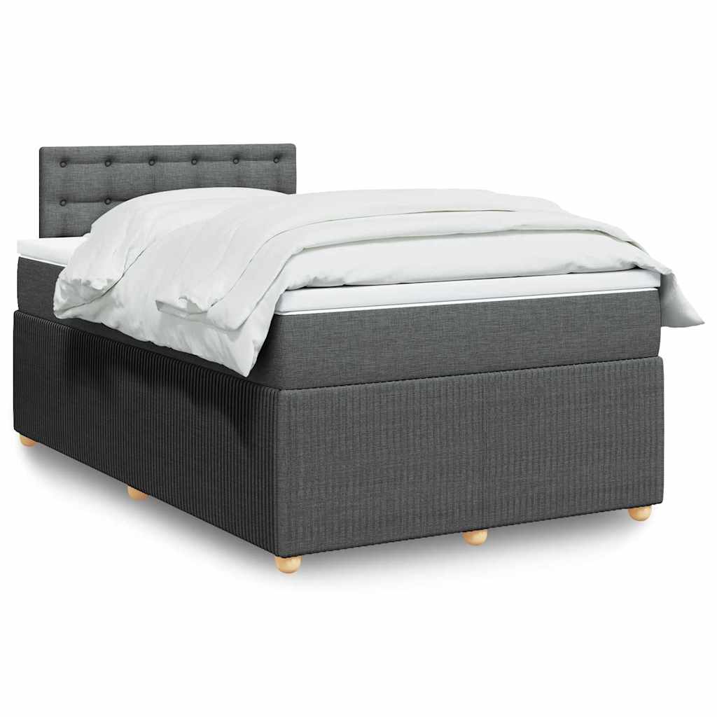 Lit à sommier tapissier avec matelas en tissu gris foncé 120x190 cm