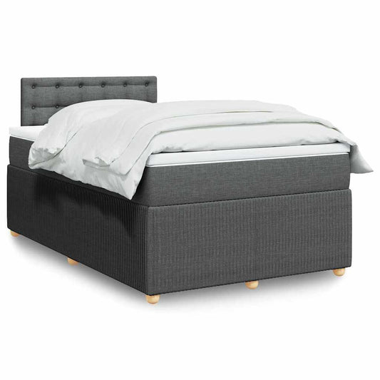 Lit à sommier tapissier avec matelas en tissu gris foncé 120x190 cm