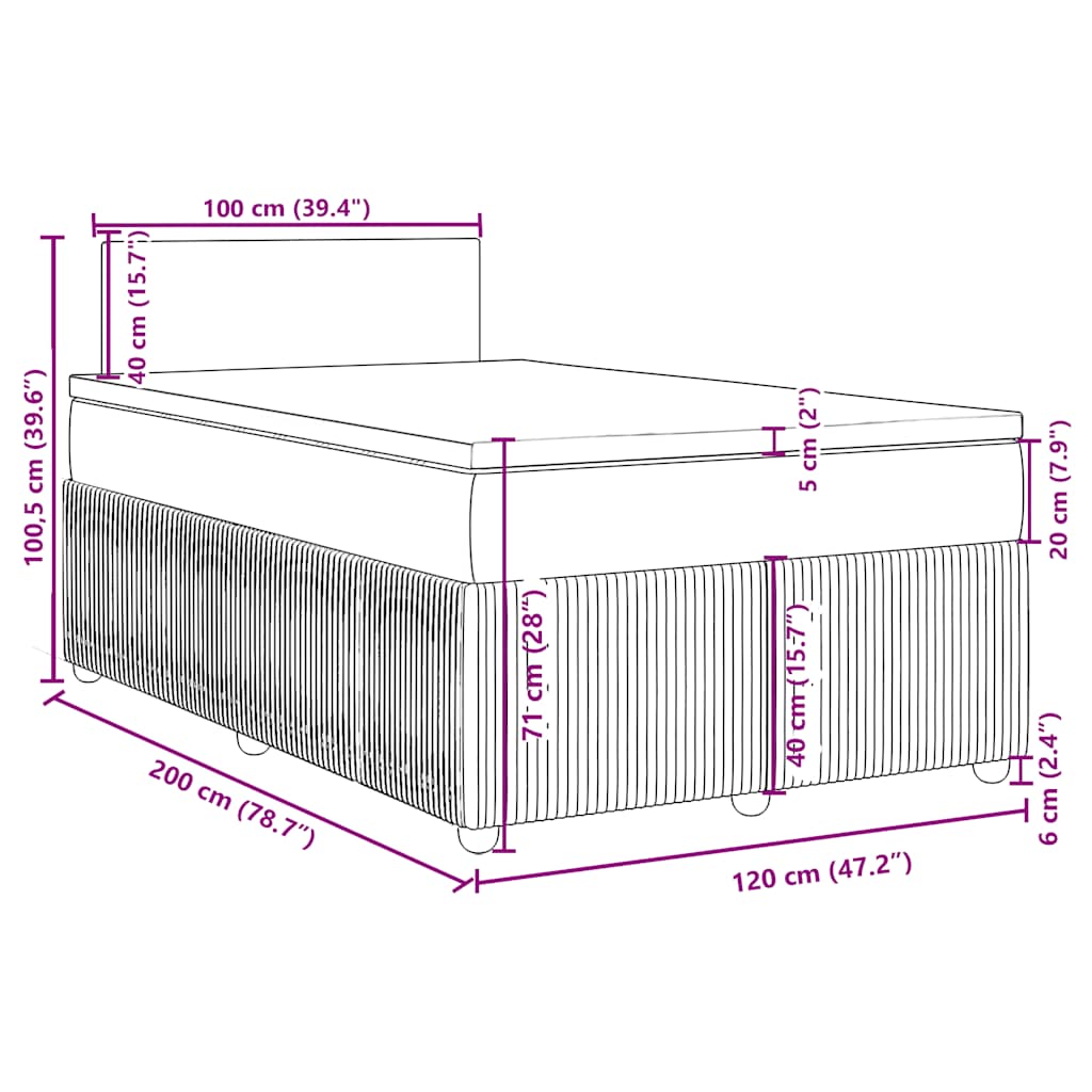 Boxspringbett mit Matratze Dunkelgrau 120x200 cm Stoff