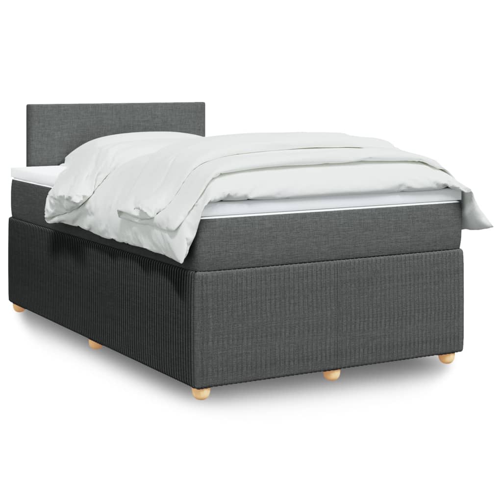 Box spring bed with mattress dark grey 120x200 cm fabric