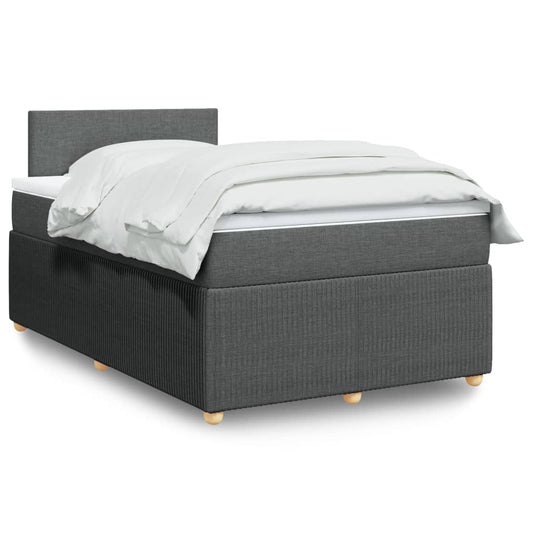Box spring bed with mattress dark grey 120x200 cm fabric