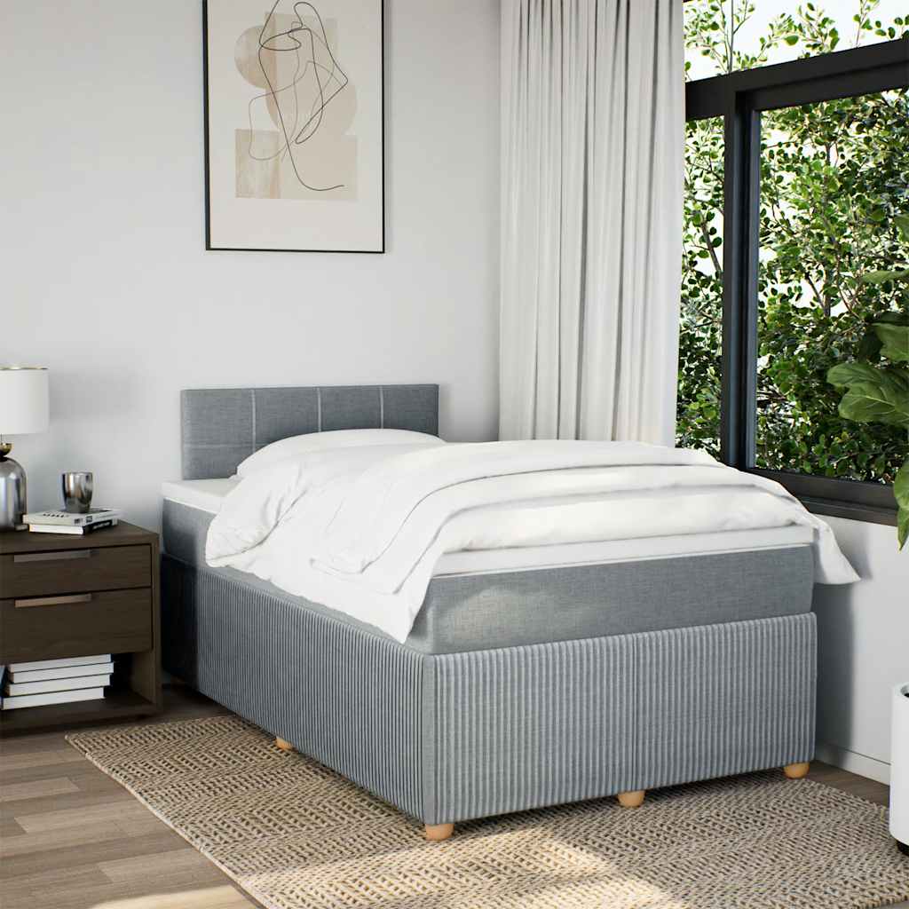 Boxspringbett mit Matratze Hellgrau 120x200 cm Stoff