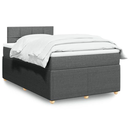 Box spring bed with mattress dark grey 120x200 cm fabric