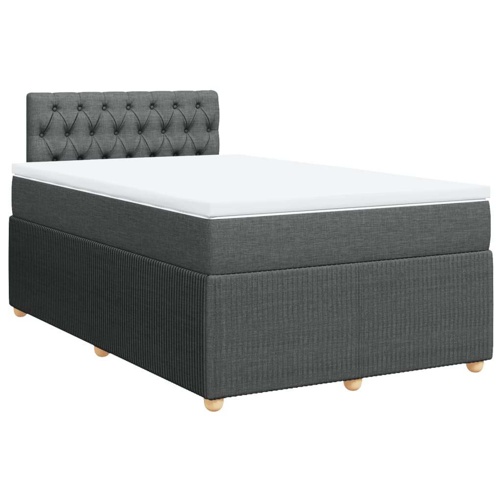 Box spring bed with mattress dark grey 120x200 cm fabric