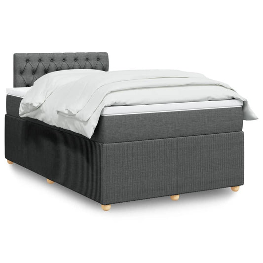 Box spring bed with mattress dark grey 120x200 cm fabric