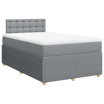 Boxspringbett mit Matratze Hellgrau 120x200 cm Stoff