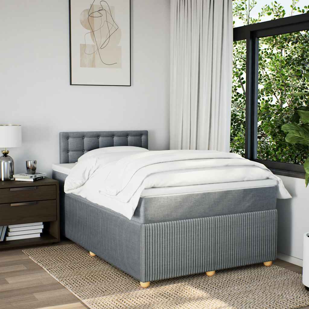 Boxspringbett mit Matratze Hellgrau 120x200 cm Stoff