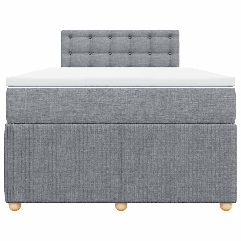 Boxspringbett mit Matratze Hellgrau 120x200 cm Stoff