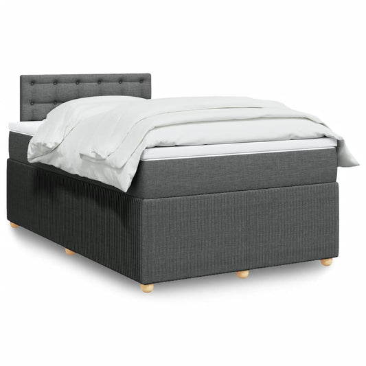 Box spring bed with mattress dark grey 120x200 cm fabric