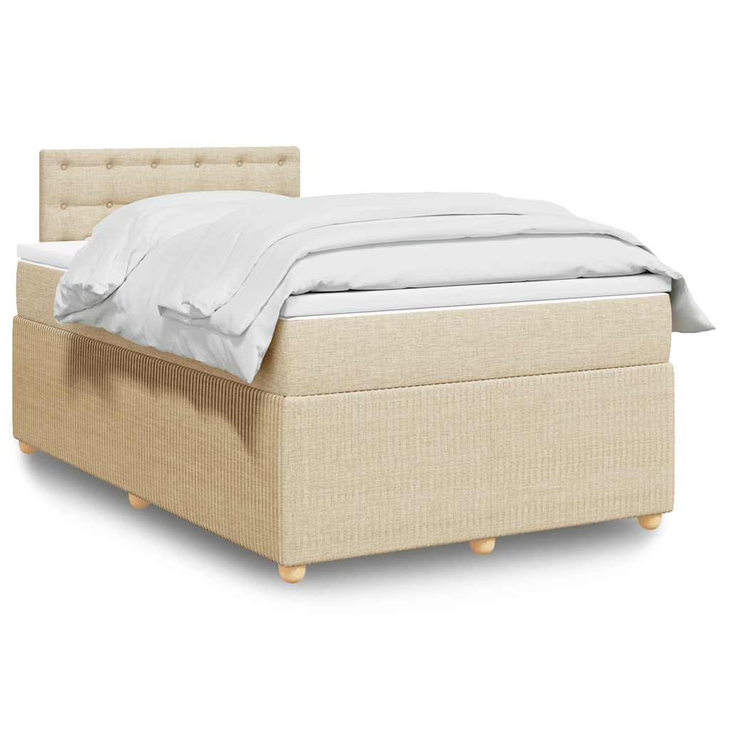 Boxspringbett mit Matratze Creme 120x200 cm Stoff