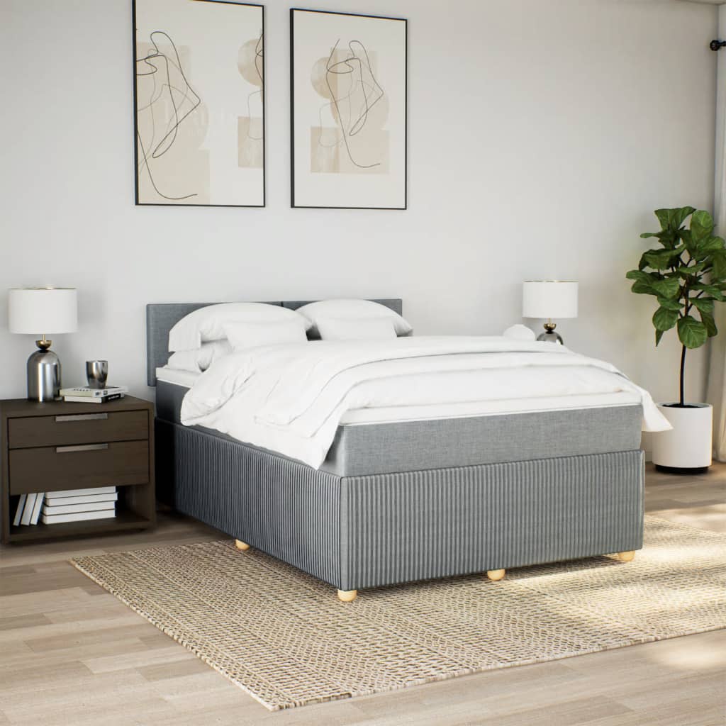 Boxspringbett mit Matratze Hellgrau 140x190 cm Stoff