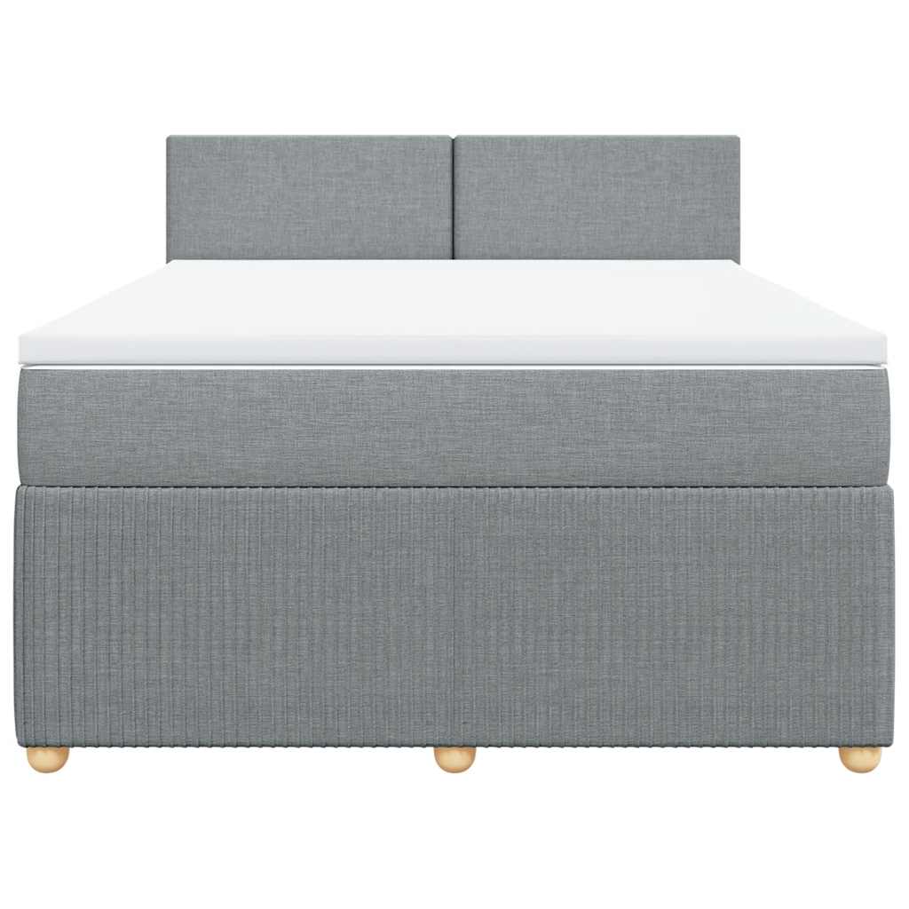 Boxspringbett mit Matratze Hellgrau 140x190 cm Stoff