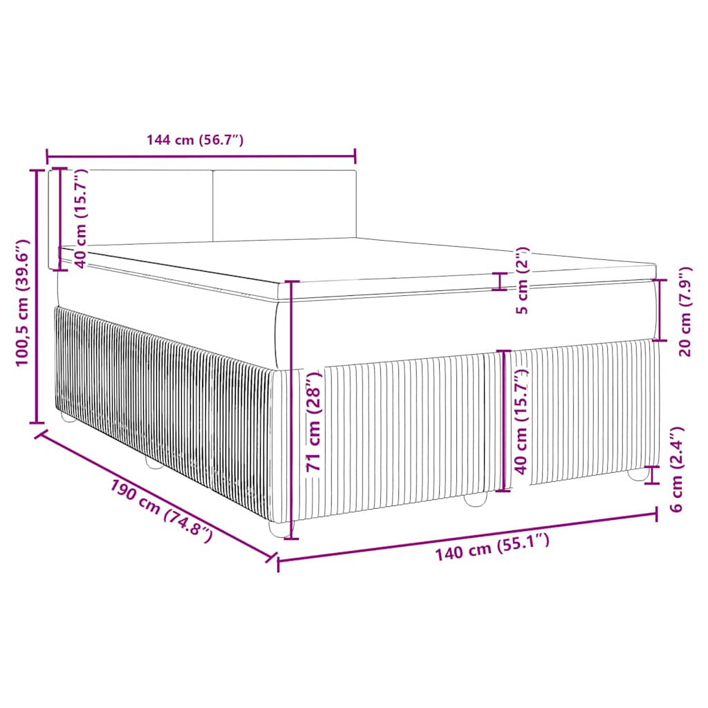 Boxspringbett mit Matratze Dunkelgrau 140x190 cm Stoff