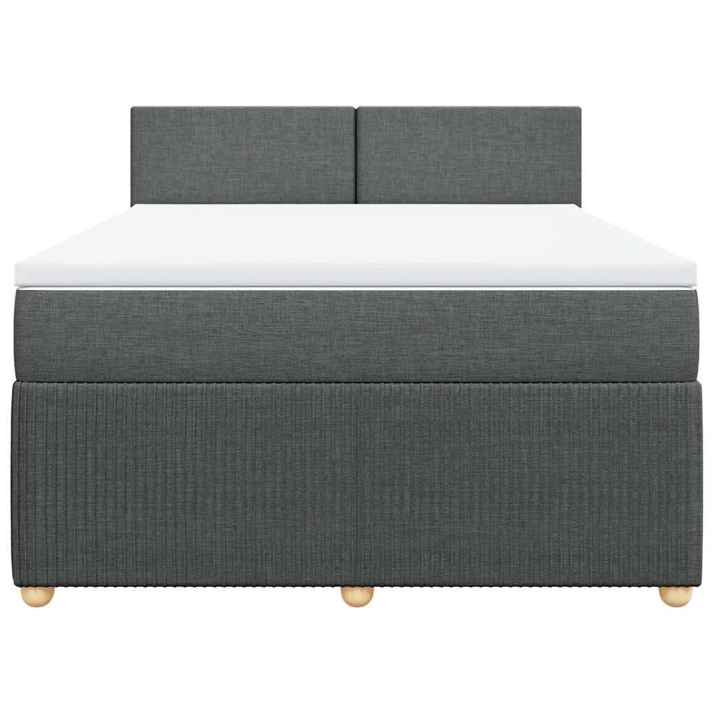 Boxspringbett mit Matratze Dunkelgrau 140x190 cm Stoff