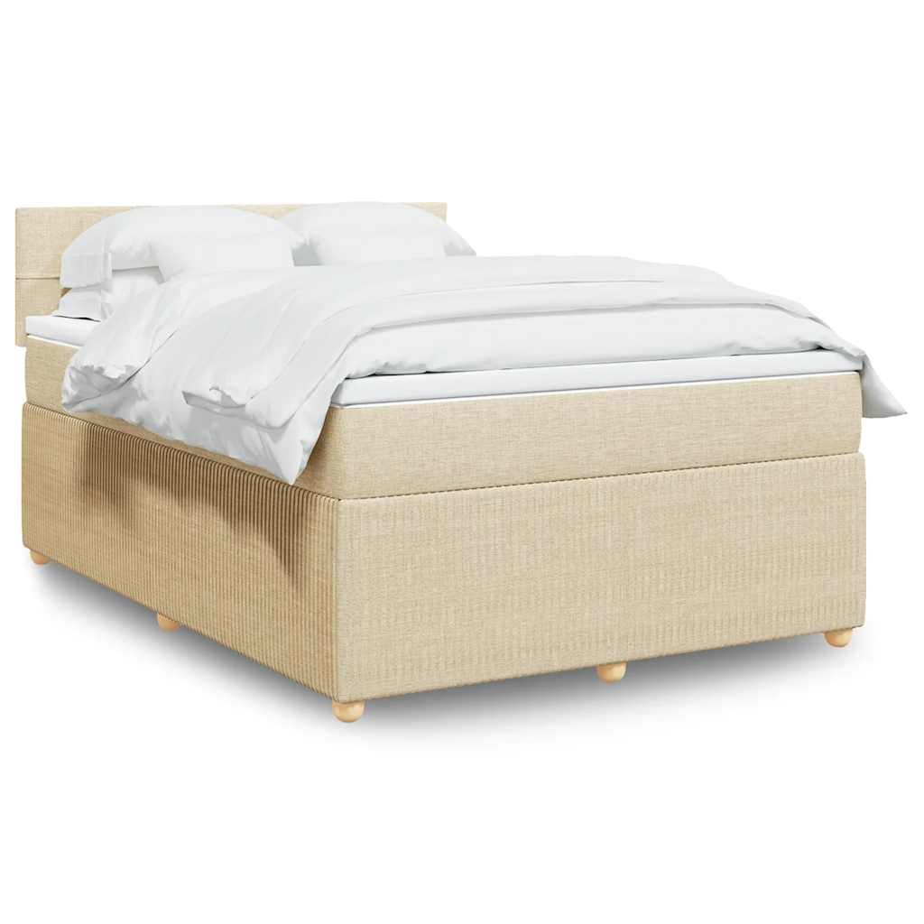 Boxspringbett mit Matratze Creme 140x190 cm Stoff