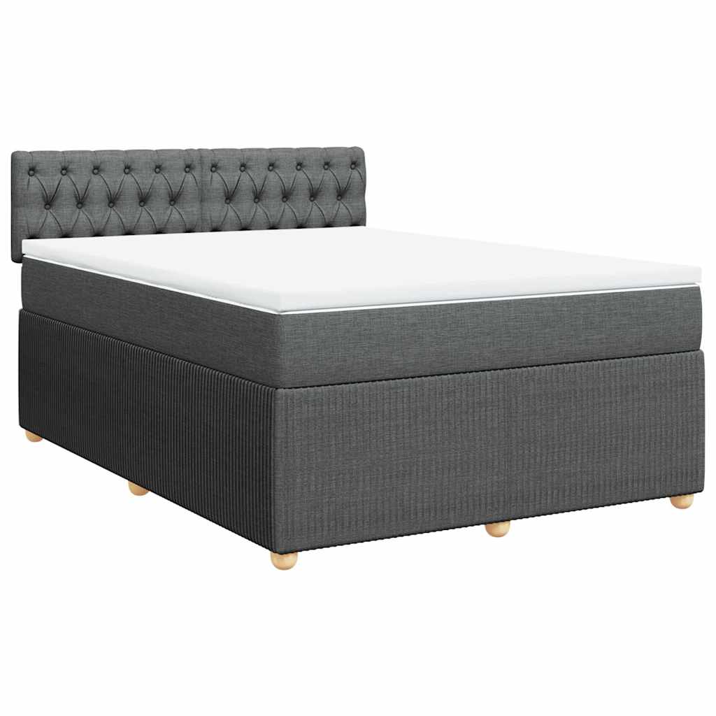 Boxspringbett mit Matratze Dunkelgrau 140x190 cm Stoff