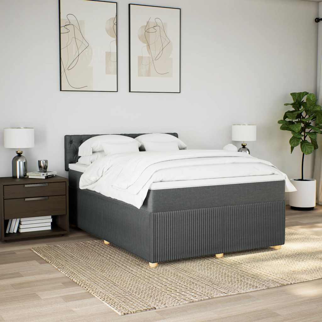 Boxspringbett mit Matratze Dunkelgrau 140x190 cm Stoff